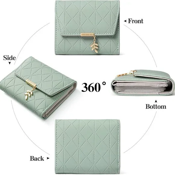 Bifold Wallet Women Leather RFID Blocking Card Holder - Picture 2 of 6